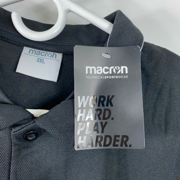 Macron Activewear Polo Shirt Black Short Sleeve - Picture 8 of 8